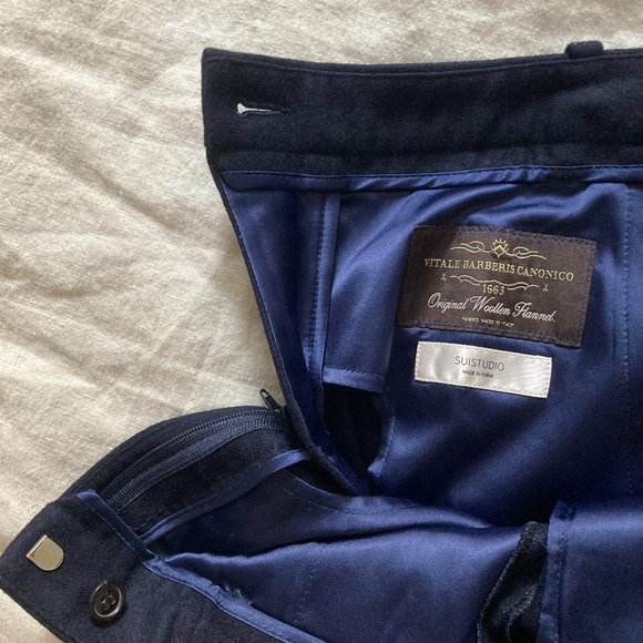 Vitale Barberis Canonico Navy Wool Pants - Picture 4 of 4